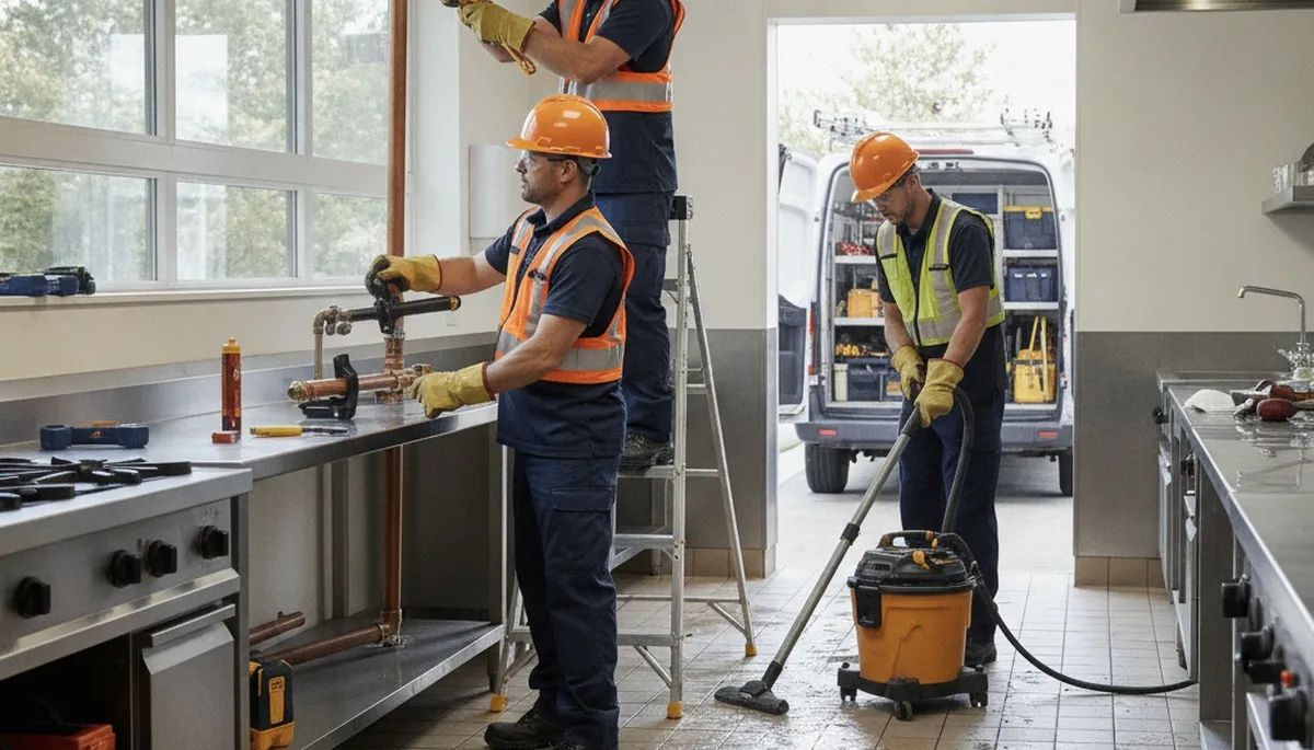Emergency plumber repairing a leak in Kansas City, KS home