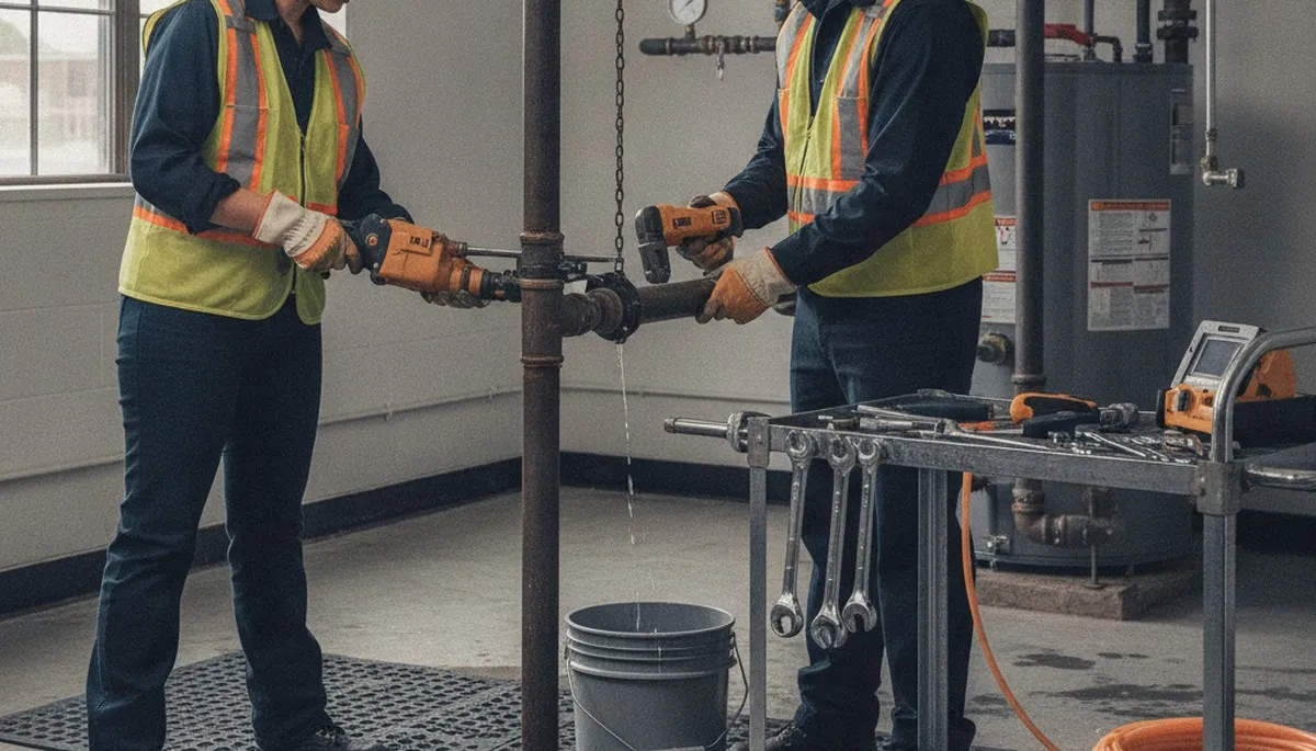 Emergency plumber repairing a leak in Kansas City, KS for fast residential plumbing service