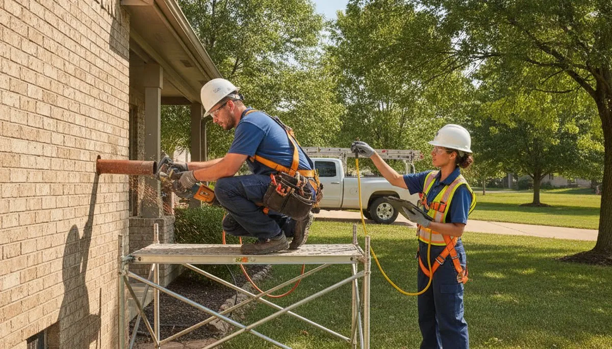 Plumber repairing a leak in Kansas City, KS for plumbing repair service
