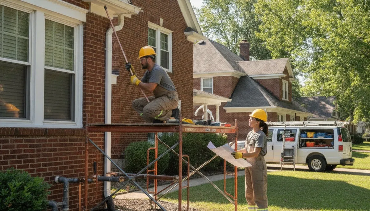 Plumber repairing a leak in Kansas City, KS for residential plumbing service