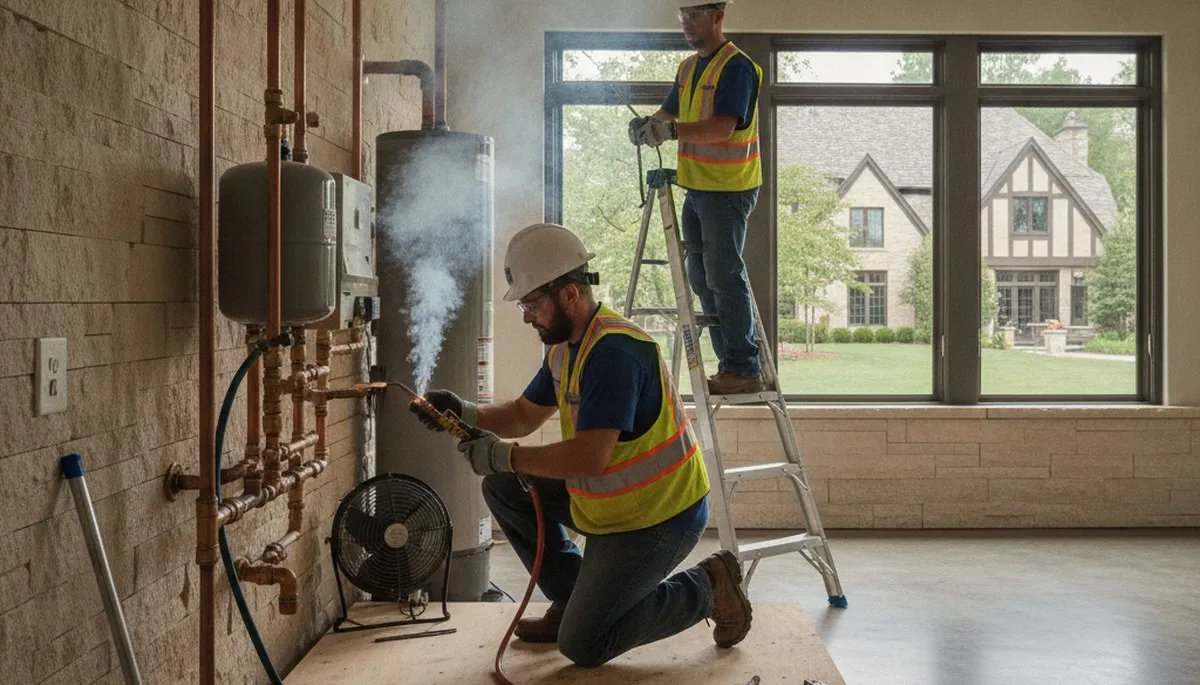 Plumber repairing a pipe in Kansas City, KS for reliable plumbing service
