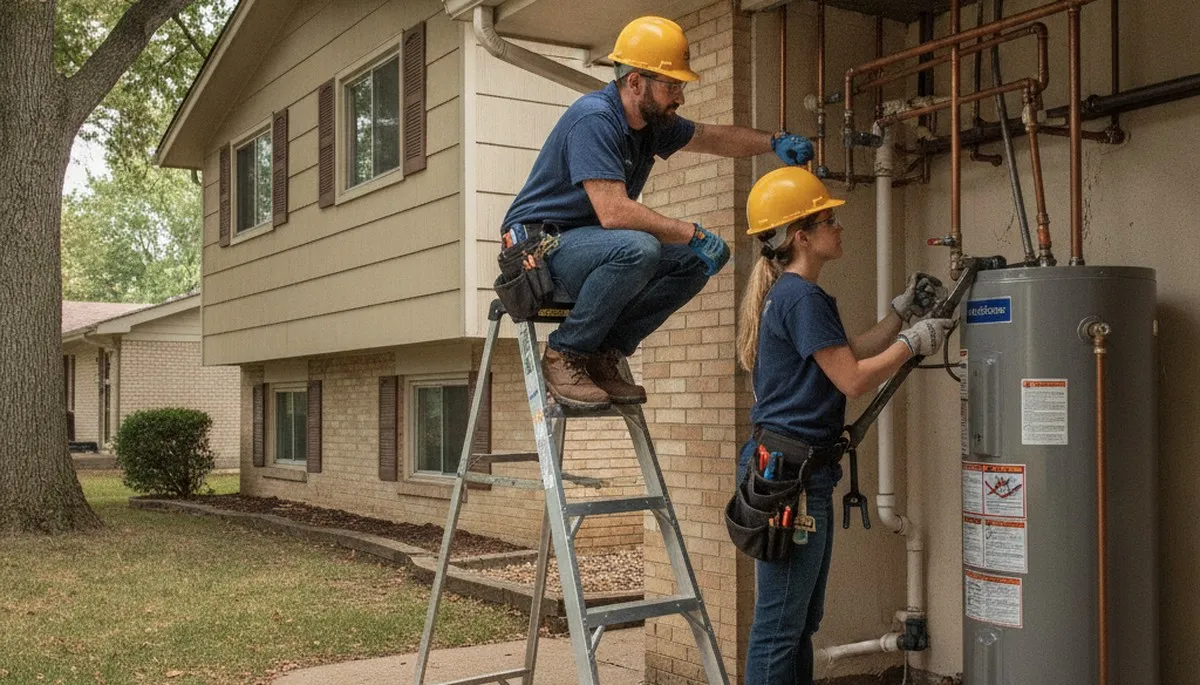 Plumber repairing a pipe in Kansas City, KS for professional plumbing repair service