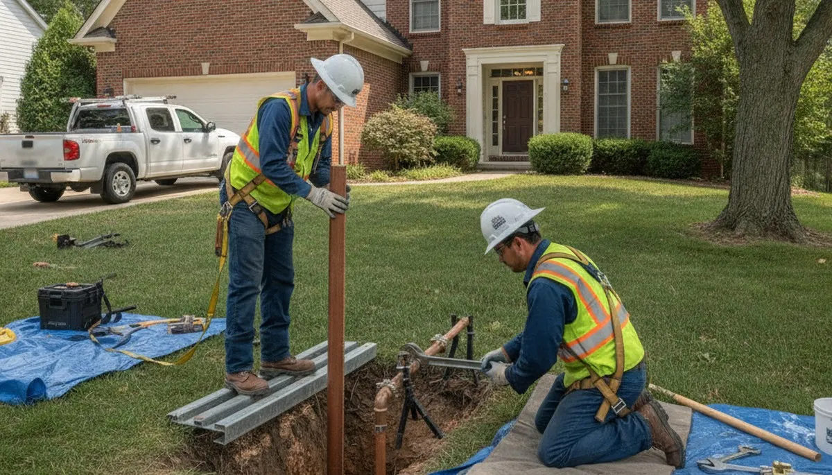 Plumber repairing a pipe in Kansas City, KS for reliable plumbing service