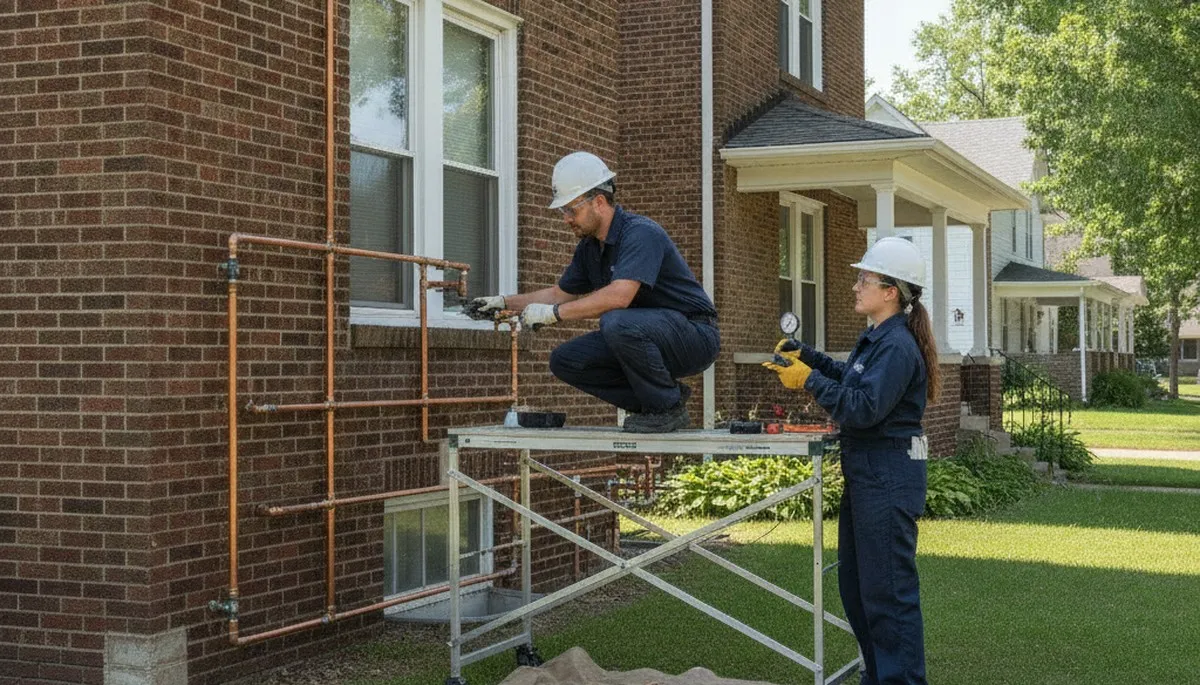 Plumber repairing a pipe in Kansas City, KS for local plumbing repair service