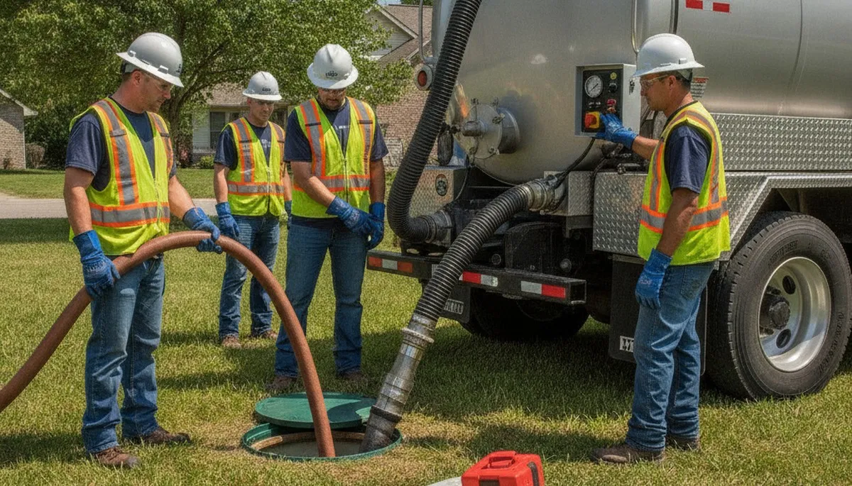 Septic pumping service truck in Kansas City, KS for home plumbing maintenance